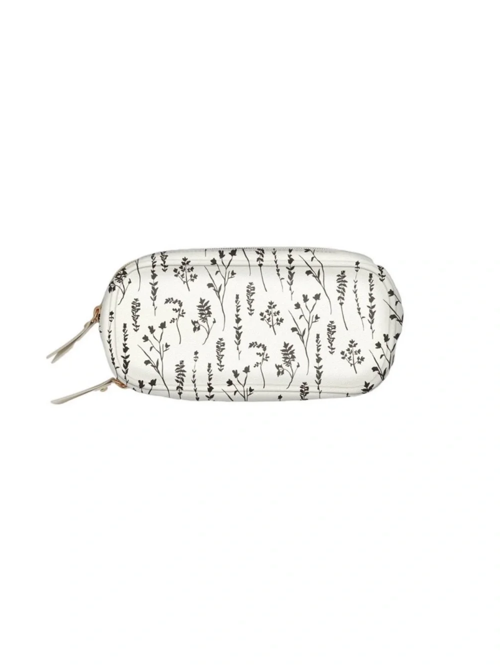 White Floral Travel Pouch - Compact Bag
